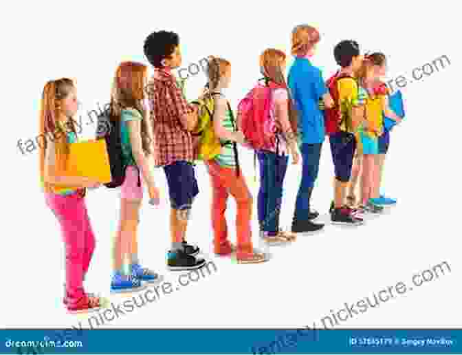 A Group Of Children Standing In Line Outside A School Building Simple Stories In American English