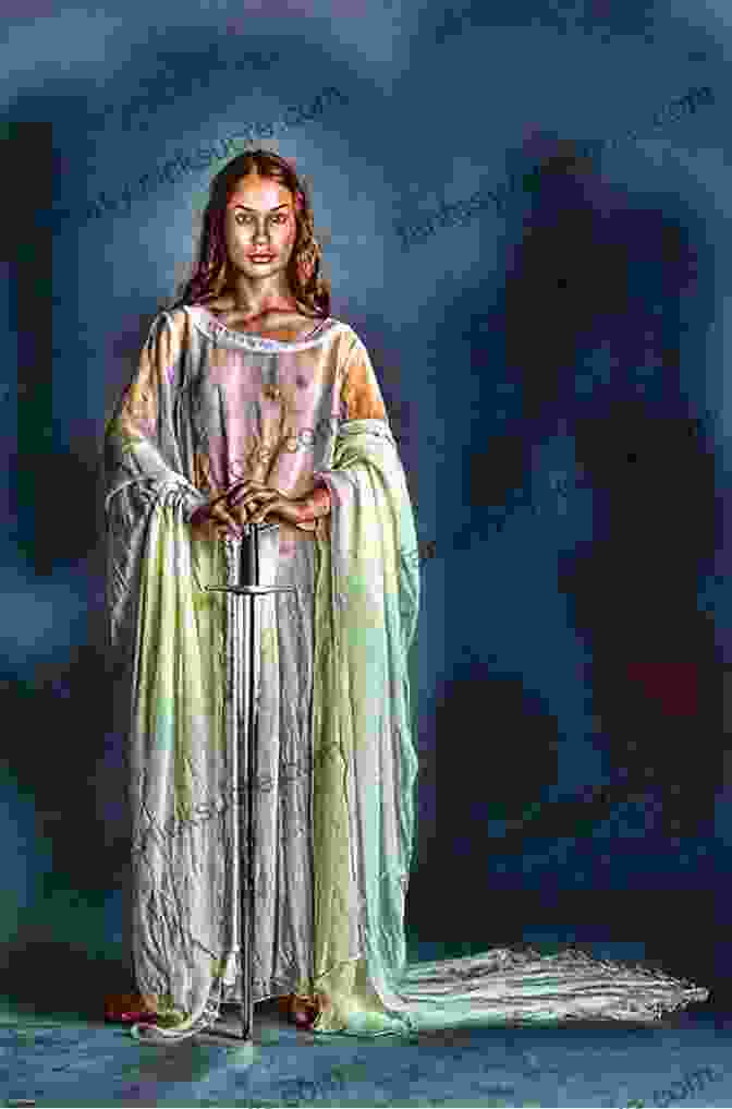 A Painting Of Queen Guinevere, Depicted With Long Golden Hair And A Flowing Blue Dress, Standing In A Lush Garden. The Queens Of Camelot: The Complete